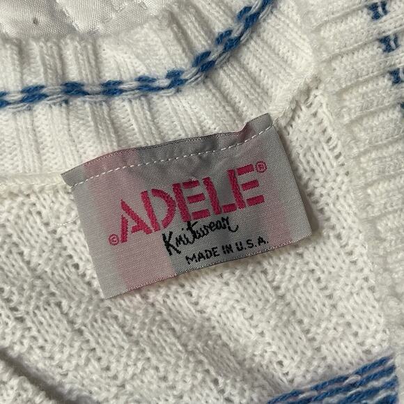 Adele Knitwear VINTAGE Sweater Large XL Boatneck Retro Fall Argyle Cottage Boho - Picture 10 of 12